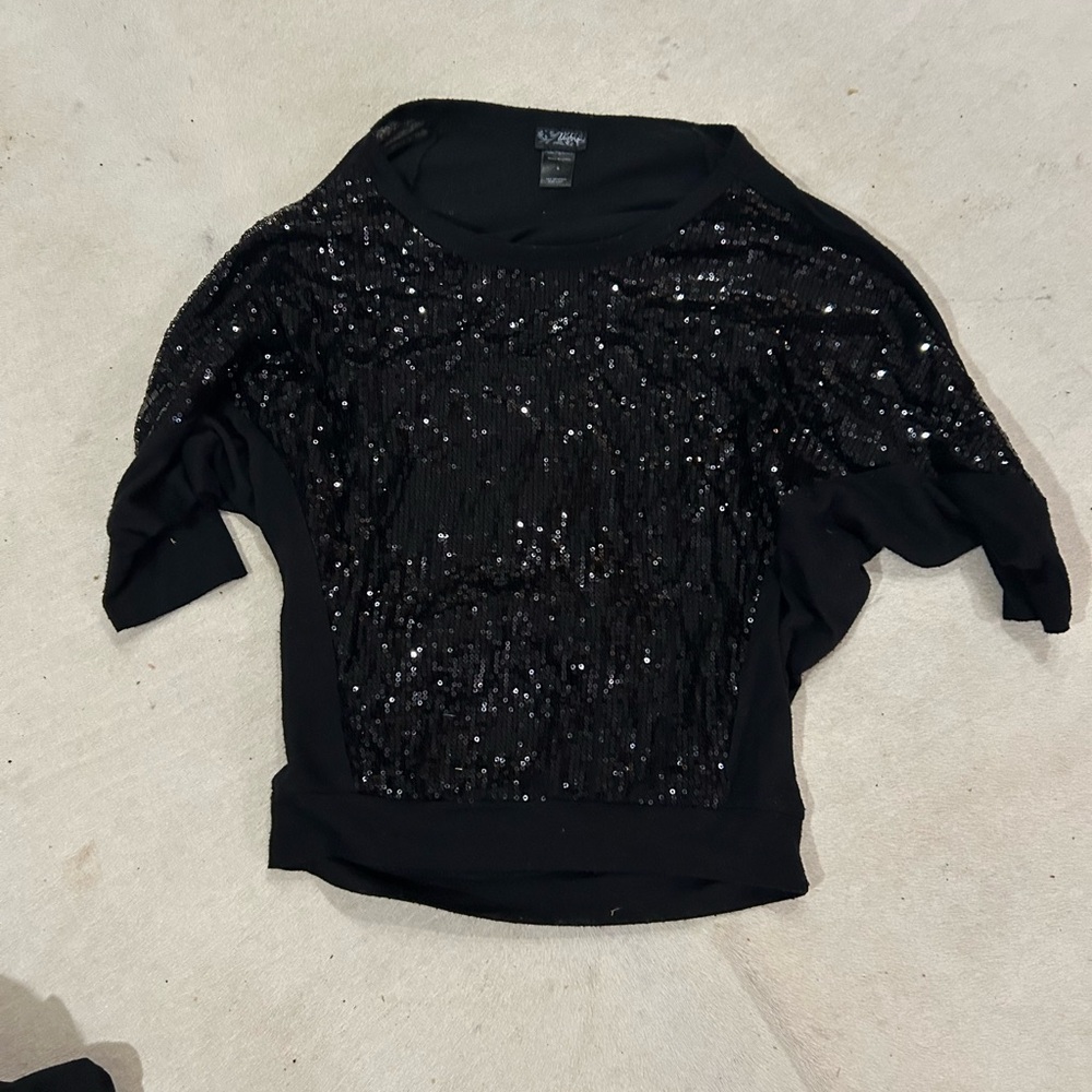 Day trip vintage Black Sequin Women's Top